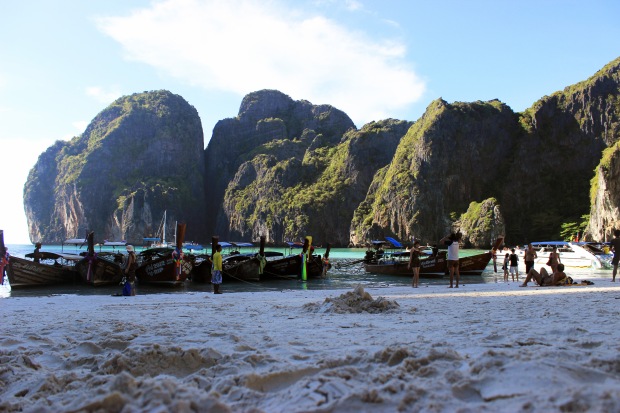 Maya Bay, a small island off the coast of Koh Phi Phi. We thought we'd escape the tourists here. We thought wrong. 